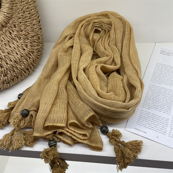 Šalikas su japoniškos vintage dizainu, medvilnės-linų ir kanapių mišinys, plokščias mezgimas, šiluminė funkcija, tie-dye dailė