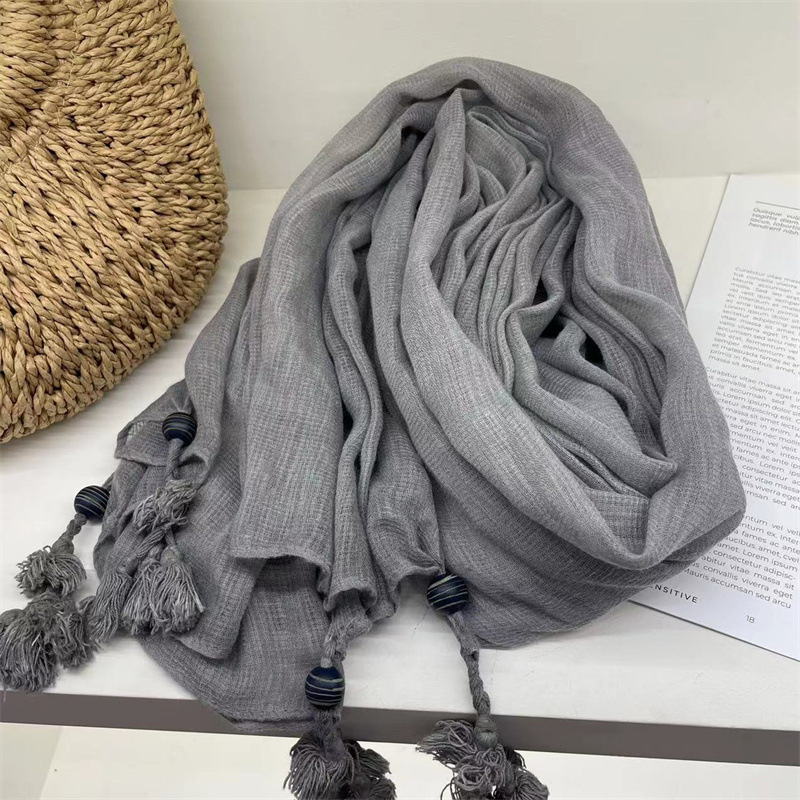 Šalikas su japoniškos vintage dizainu, medvilnės-linų ir kanapių mišinys, plokščias mezgimas, šiluminė funkcija, tie-dye dailė