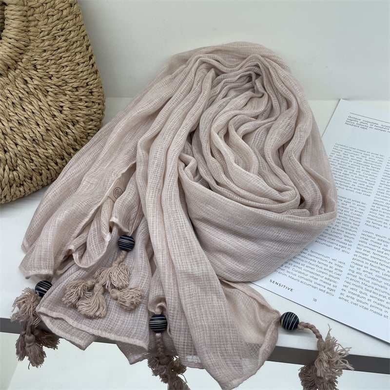 Šalikas su japoniškos vintage dizainu, medvilnės-linų ir kanapių mišinys, plokščias mezgimas, šiluminė funkcija, tie-dye dailė