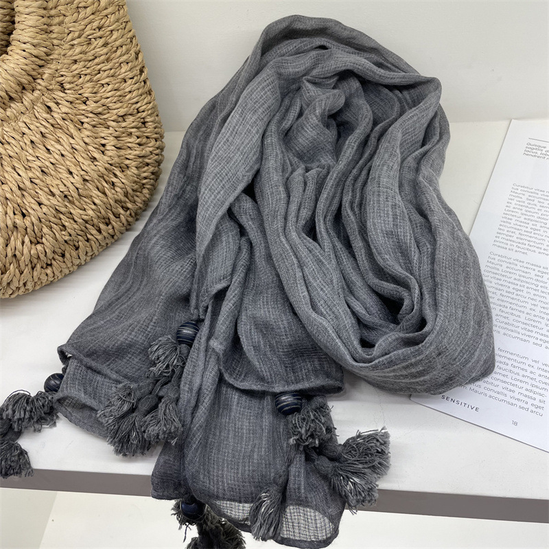 Šalikas su japoniškos vintage dizainu, medvilnės-linų ir kanapių mišinys, plokščias mezgimas, šiluminė funkcija, tie-dye dailė