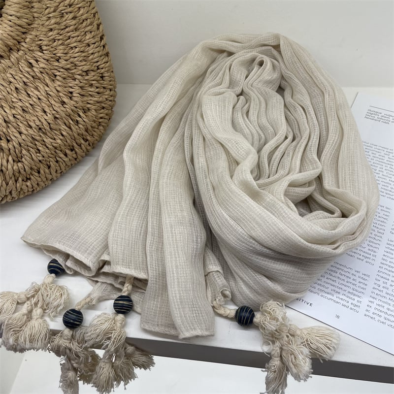 Šalikas su japoniškos vintage dizainu, medvilnės-linų ir kanapių mišinys, plokščias mezgimas, šiluminė funkcija, tie-dye dailė