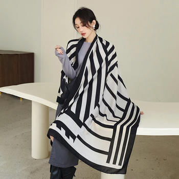 Dryžuotas medvilnės ir lino šalis, korėjiečio stiliaus, moterims, pavasaris 2023