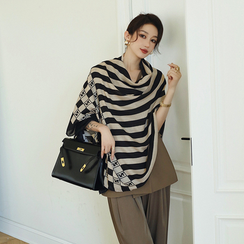 Dryžuotas medvilnės ir lino šalis, korėjiečio stiliaus, moterims, pavasaris 2023