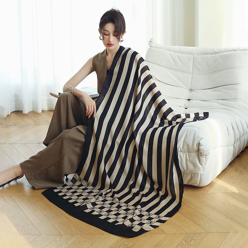 Εσάρπα με ρίγες από βαμβάκι και λινό, κορεατικό στυλ, για γυναίκες, άνοιξη 2023