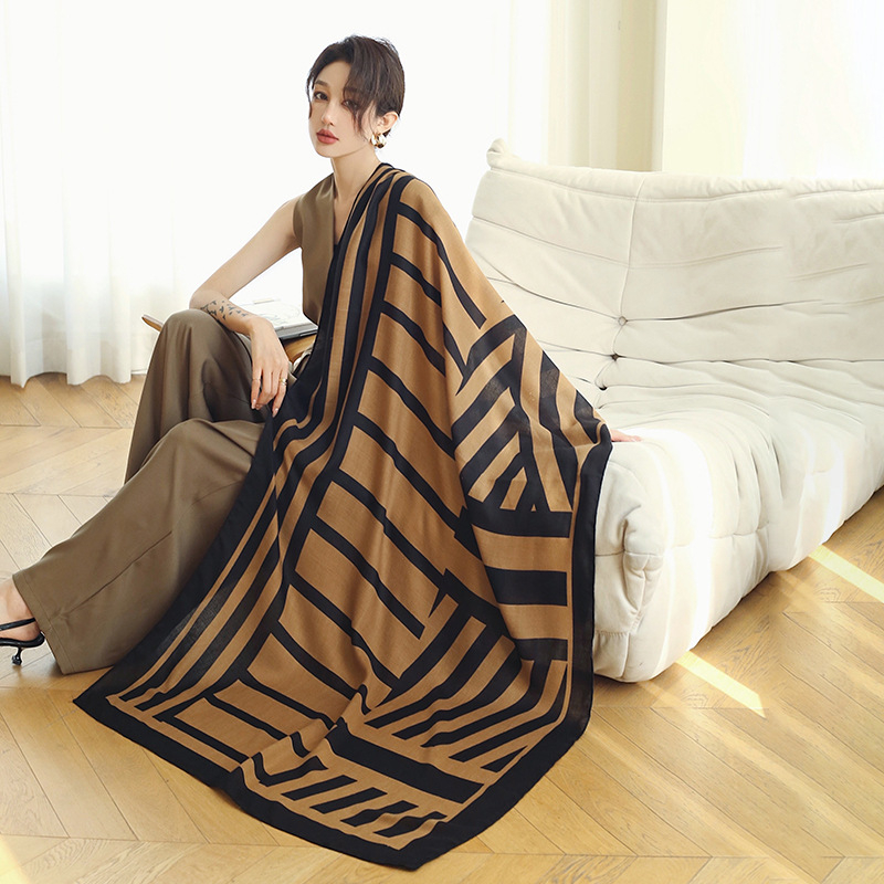 Dryžuotas medvilnės ir lino šalis, korėjiečio stiliaus, moterims, pavasaris 2023