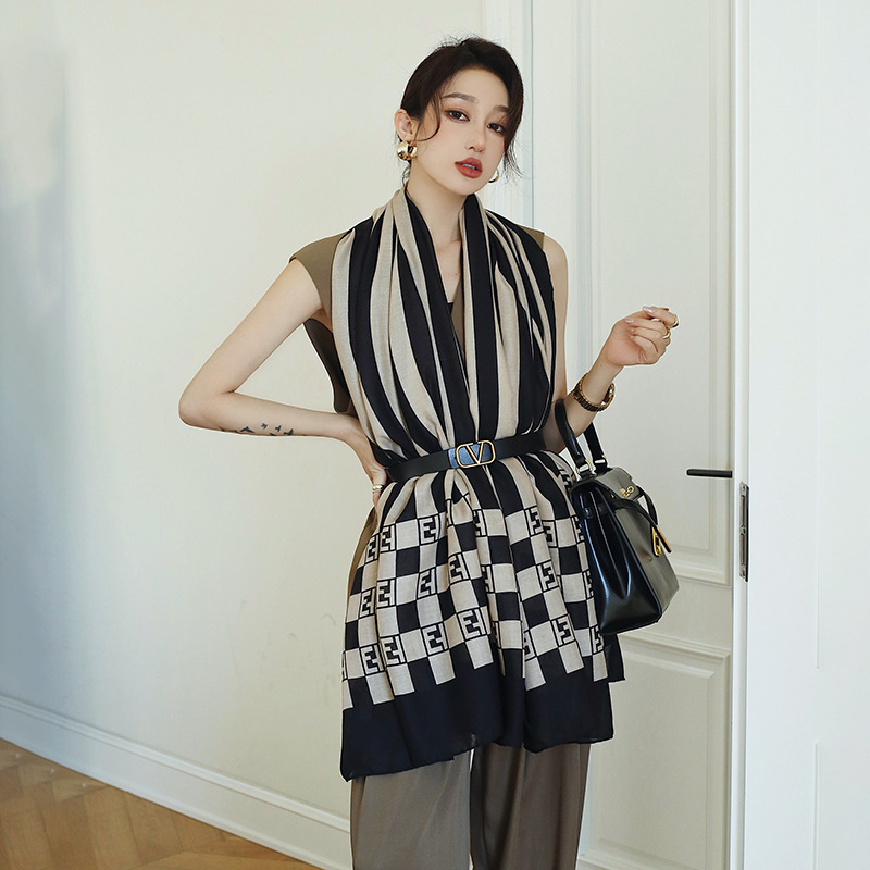 Dryžuotas medvilnės ir lino šalis, korėjiečio stiliaus, moterims, pavasaris 2023