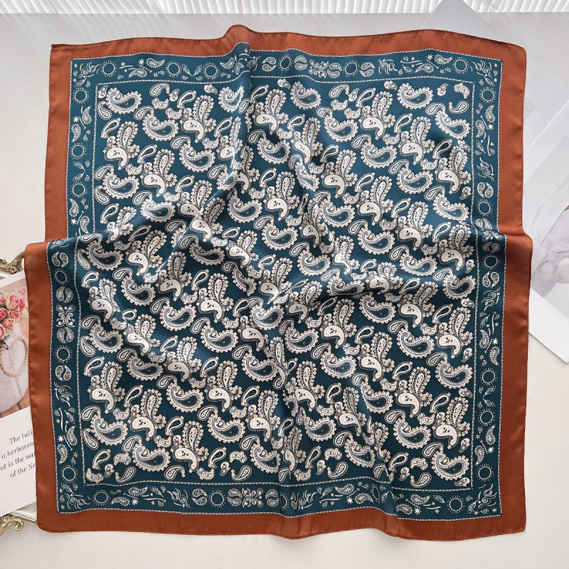 Pavasario 2025 poliesterinis keturkampis šalikas, vintage etninio kinų stiliaus, warp-knit audinys