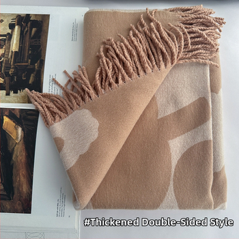 Gėlių šalikas, Weft-knitted, Žiemos šiluma, Imitacinis kašmyras, Medvilnės–Viskozės mišinys