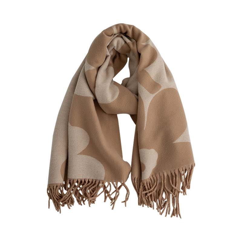 Gėlių šalikas, Weft-knitted, Žiemos šiluma, Imitacinis kašmyras, Medvilnės–Viskozės mišinys