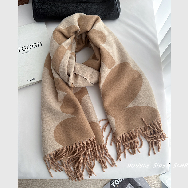 Gėlių šalikas, Weft-knitted, Žiemos šiluma, Imitacinis kašmyras, Medvilnės–Viskozės mišinys