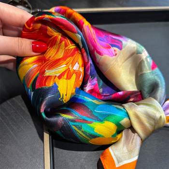 Mulberry šilko mažas kvadratinis šalikas – universali, eleganti, minimalistiniai, lengvas prabangos stilius (Mulberry šilkas, 2025 m. pavasaris, Hangzhou, paprastas audimas, spauda)