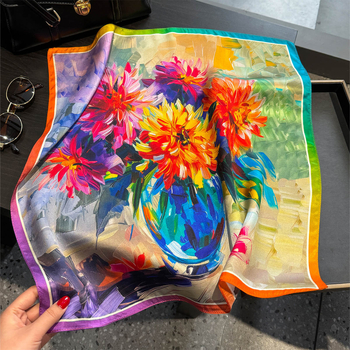 Mulberry šilko mažas kvadratinis šalikas – universali, eleganti, minimalistiniai, lengvas prabangos stilius (Mulberry šilkas, 2025 m. pavasaris, Hangzhou, paprastas audimas, spauda)