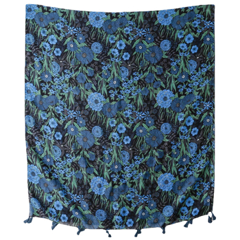 Šalikas su vintage etnine gėlių raštu, paprastas audimas; šilta, tinkama visoms metų laikams, 100% poliesteris