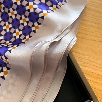 Mulberry šilko kvadratinis šalikas – twill audinys, tie-dye, 2024 m. pavasaris, tinkamas visiems stiliams