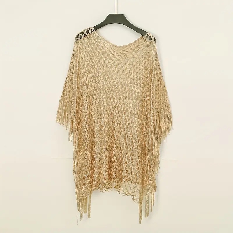 Moterų pliažo šalikėlis, megztas tinklinis, vienos spalvos poliesteris, saulės apsauga