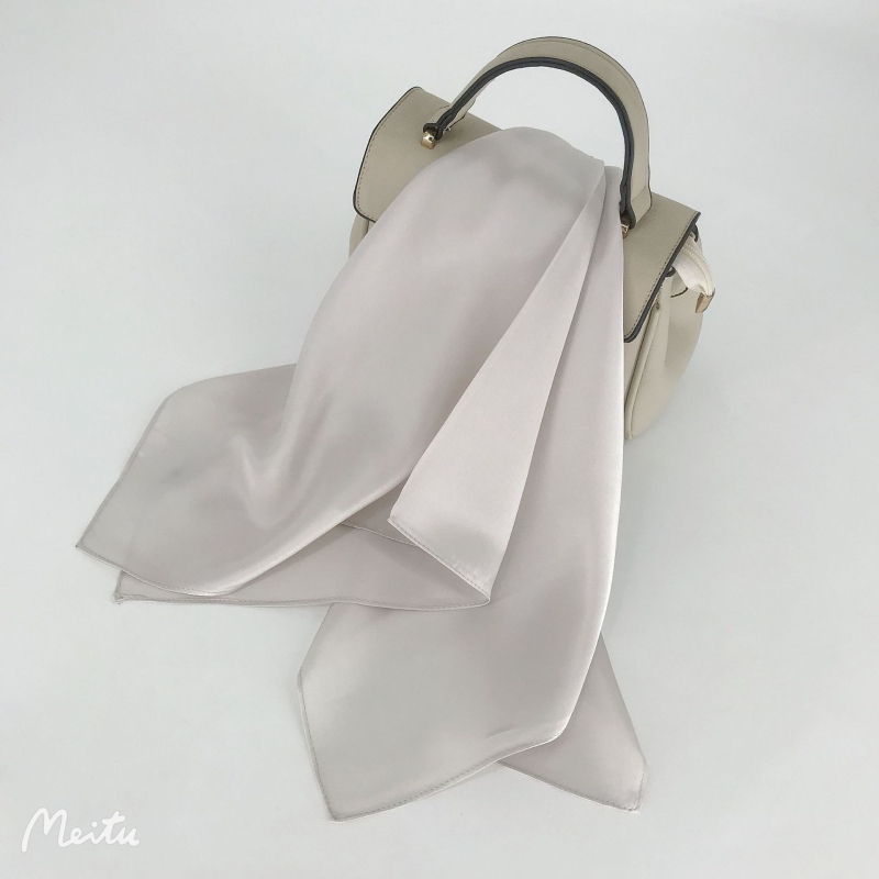 Yuetimei šilko kvadratinis šalikas — satino audinys, minimalistinis lengvas prabanga stilius, daugiau nei 96% šilko, 2023 m. pavasario leidimas