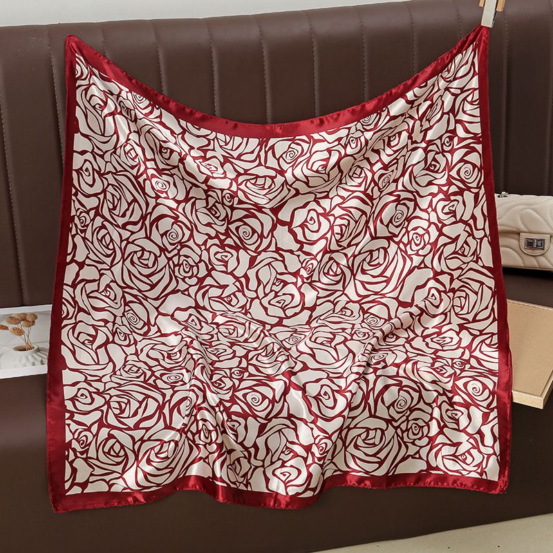 LOVOSME kvadratinis šalikas, dirbtinis šilkas, kaimo stilius, gaivus ir saldus, vasaros aksesuaras