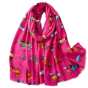 Šalikas su karikatūriniu gyvūnų motyvu, plokščias siūlės audinys (plain weave), šilta ir nuo saulės apsauga, keturi metų laikai, poliester >96%