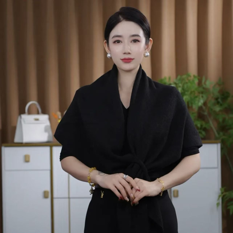 Vilnonis trikampinis šalikas, vientisos spalvos, palaiko šilumą, žiemai, pavasariui ir rudeniui, ruduo 2024