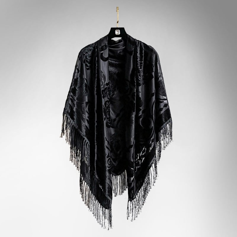 Γυναικείο τετράγωνο φουλάρι με διάτρητο φλοράλ μοτίβο, πολυεστέρας, απλό ύφανμα, ρετρό εθνοτικό στυλ