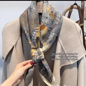 Vilnonis šalis su paprastu audimą, spauda, didelis kvadratas, asmeninis stilius, 2024 m. žiema