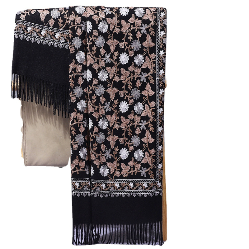 Etninės siuvinės megztos šalikai su kašmyro pojūčiu, žiemos šiluma, warp mezgimas, poliesteris daugiau nei 96%