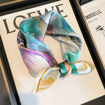 Mulberry šilko kvadratinė šalikas, spaudinimas raštas, paprasta audinys, tie-dye apdaila, žiemos kolekcija 2023