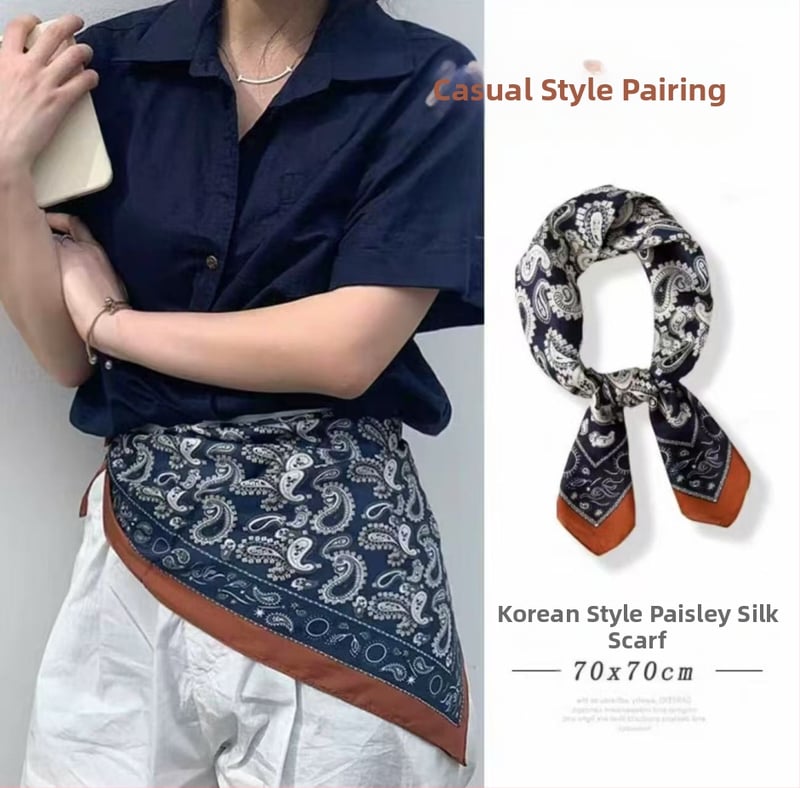 Šilko kvadratinė šalikas su spauda, crepe-satin šilkas audinys, Hangzhou kilmė, pavasaris 2025