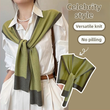 Moterų šalikas — korėjietiško stiliaus, rašto: Solid, medžiaga: core-spun siūlai, mezgimas: paprastas, dekoravimas