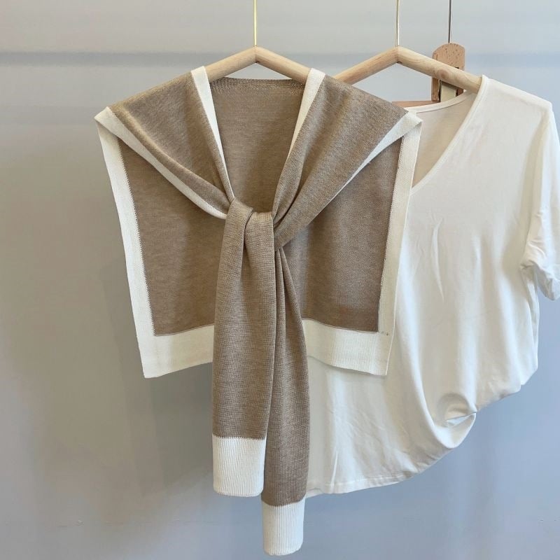 Moterų šalikas — korėjietiško stiliaus, rašto: Solid, medžiaga: core-spun siūlai, mezgimas: paprastas, dekoravimas