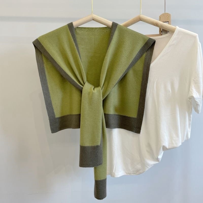 Moterų šalikas — korėjietiško stiliaus, rašto: Solid, medžiaga: core-spun siūlai, mezgimas: paprastas, dekoravimas