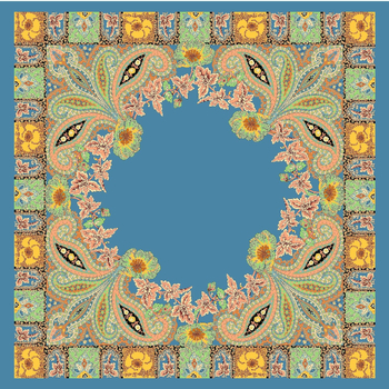 Kvadratinis šalikas, satino audinys, spauda, paprastą pynimą, šiuolaikinis miesto stilius (Vasaros 2021)