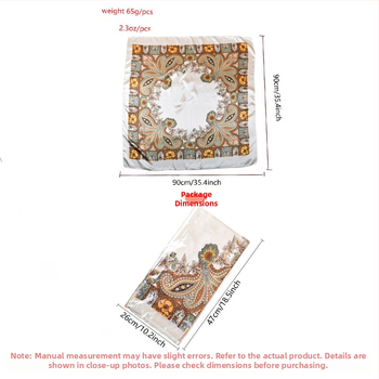 Kvadratinis šalikas, satino audinys, spauda, paprastą pynimą, šiuolaikinis miesto stilius (Vasaros 2021)