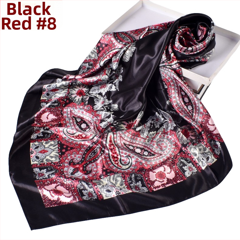 Kvadratinis šalikas, satino audinys, spauda, paprastą pynimą, šiuolaikinis miesto stilius (Vasaros 2021)