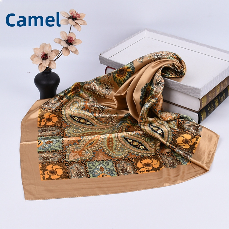 Kvadratinis šalikas, satino audinys, spauda, paprastą pynimą, šiuolaikinis miesto stilius (Vasaros 2021)