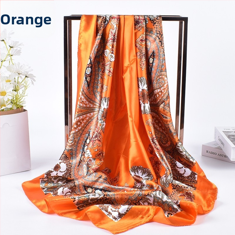 Kvadratinis šalikas, satino audinys, spauda, paprastą pynimą, šiuolaikinis miesto stilius (Vasaros 2021)