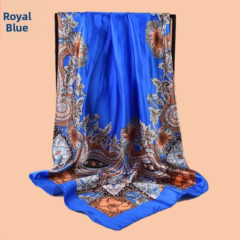 Kvadratinis šalikas, satino audinys, spauda, paprastą pynimą, šiuolaikinis miesto stilius (Vasaros 2021)