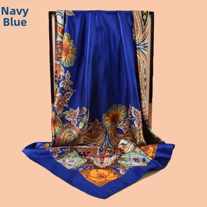 Kvadratinis šalikas, satino audinys, spauda, paprastą pynimą, šiuolaikinis miesto stilius (Vasaros 2021)