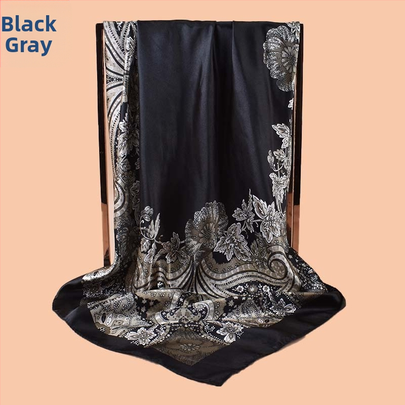 Kvadratinis šalikas, satino audinys, spauda, paprastą pynimą, šiuolaikinis miesto stilius (Vasaros 2021)