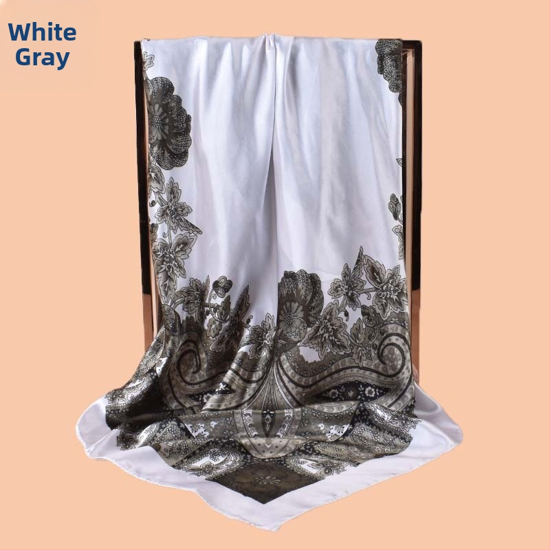 Kvadratinis šalikas, satino audinys, spauda, paprastą pynimą, šiuolaikinis miesto stilius (Vasaros 2021)