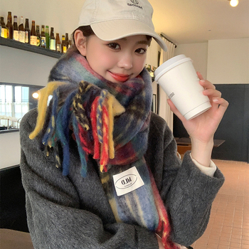 Vilnos šalikas, korėjietiško stiliaus, paprastas audimas, kutai, šilta žiemai