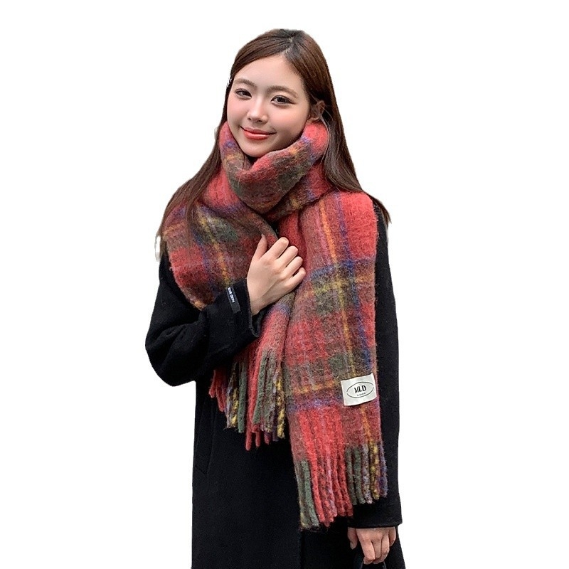 Vilnos šalikas, korėjietiško stiliaus, paprastas audimas, kutai, šilta žiemai