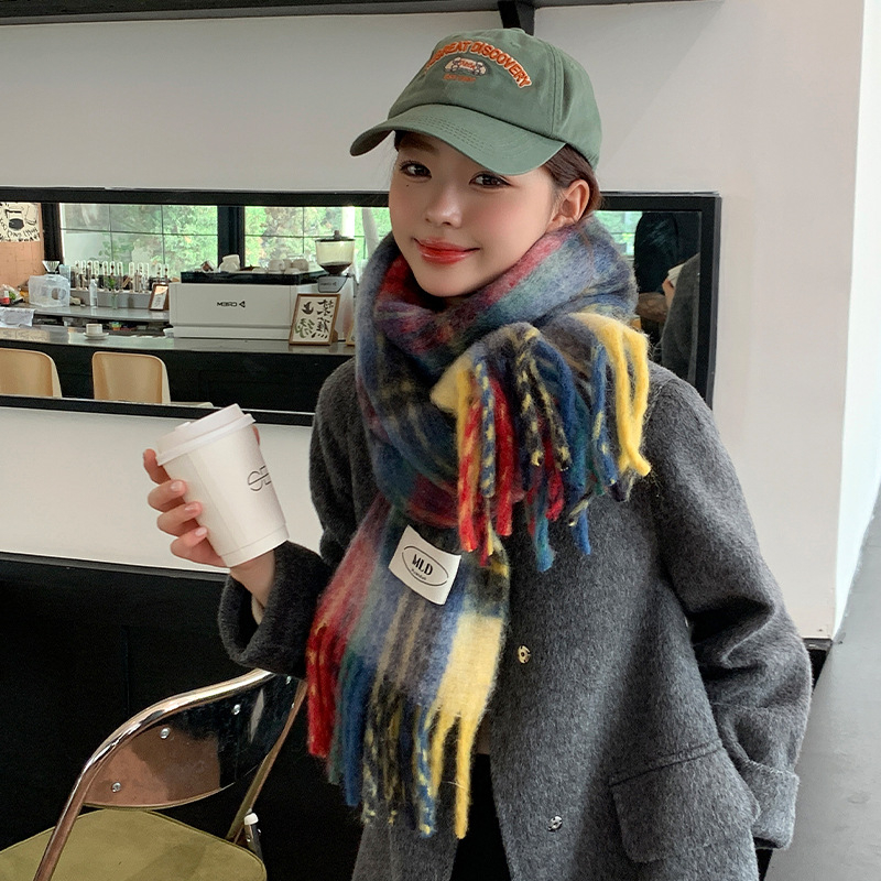 Vilnos šalikas, korėjietiško stiliaus, paprastas audimas, kutai, šilta žiemai