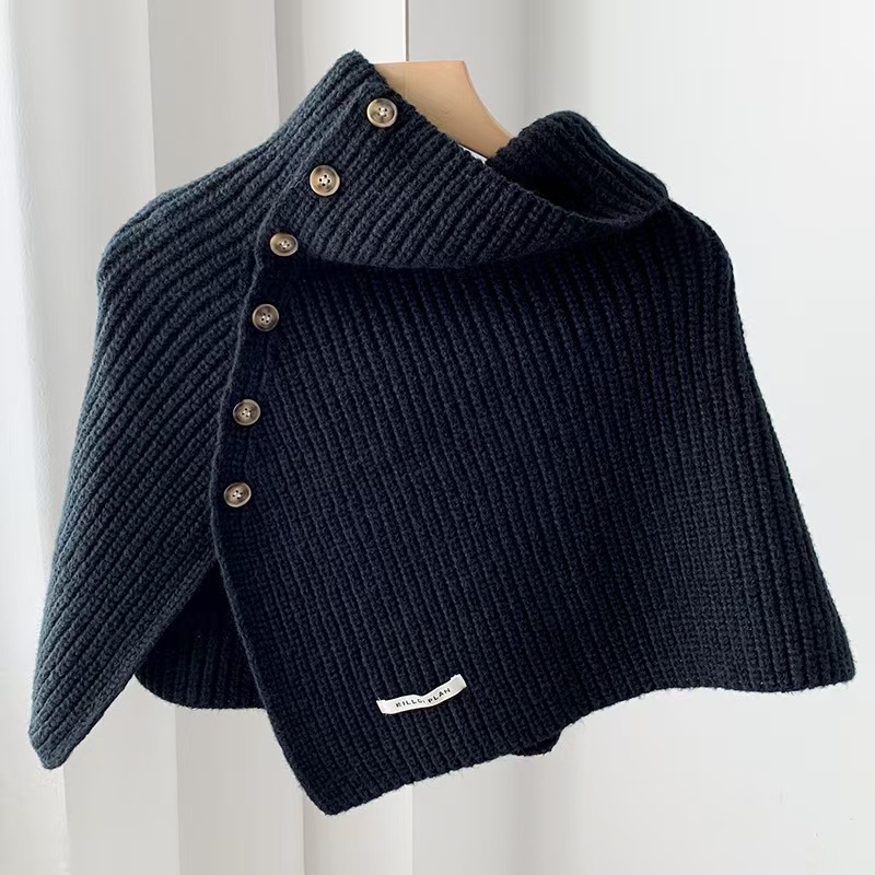 Šaliko-ponzas iš akrilo / dirbtinės vilnos — žiemos sezonai, japonų / korėjiečių įkvėptas stilius, satino mezgimas, vientisas raštas