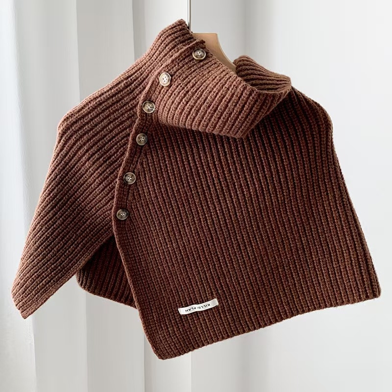 Šaliko-ponzas iš akrilo / dirbtinės vilnos — žiemos sezonai, japonų / korėjiečių įkvėptas stilius, satino mezgimas, vientisas raštas