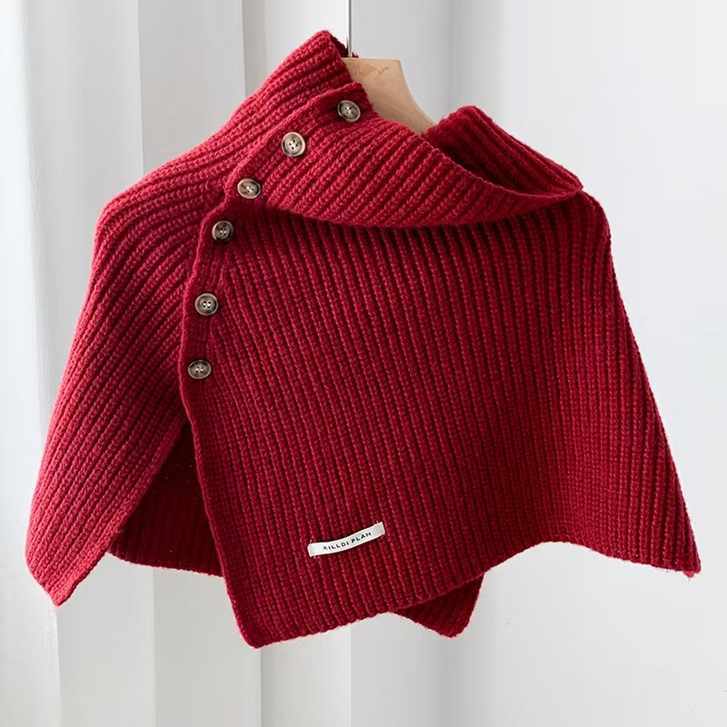 Šaliko-ponzas iš akrilo / dirbtinės vilnos — žiemos sezonai, japonų / korėjiečių įkvėptas stilius, satino mezgimas, vientisas raštas