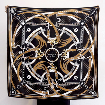 Mulberry Silk Twill Kvadratinė Šalikas su Geometriniu Grandinių Motyvu, 100% Šilkas, Pavasario ir Rudens Sezonai