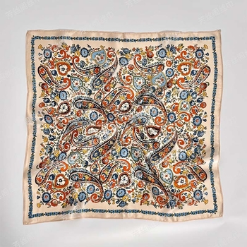 Paisley šilko kvadratinis šalikas (Vasara, 100% šilkas, Kvadratinis, Literatūrinis retro, Spauda)