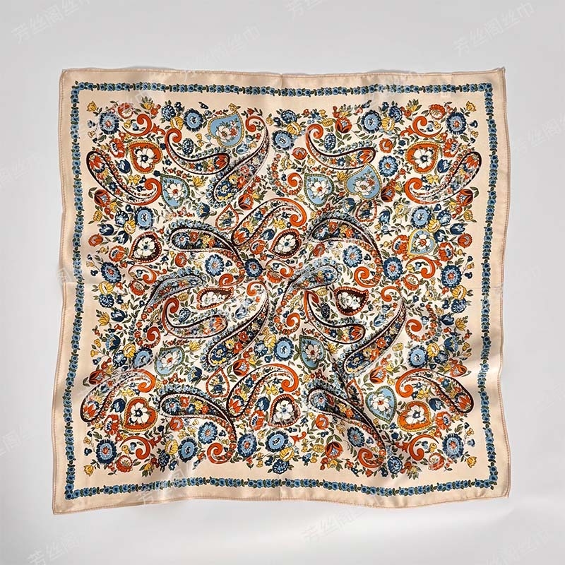 Paisley šilko kvadratinis šalikas (Vasara, 100% šilkas, Kvadratinis, Literatūrinis retro, Spauda)
