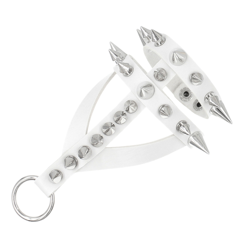 Odos apyrankė gotikinio-punk stiliaus su smaigiais kniedėmis, elektroplatinė apdaila, prekinis ženklas Ova